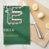 クリスマスホリデーファミリー引っ越し祝いパーティー キッチンタオル (四つ折り)