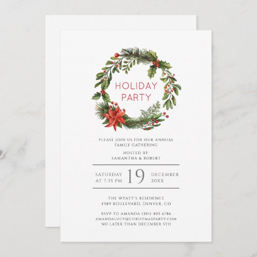 クリスマスホリデーファミリー懇親会パーティー 招待状 (正面/裏面)