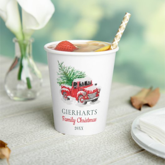 クリスマスホリデーファミリー懇親会レッドトラック 紙コップ (インサイチュ)