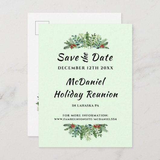 クリスマスホリデーファミリー懇親会保存日付 案内ポストカード (正面/裏面)