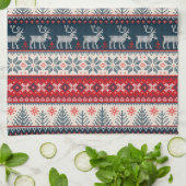 クリスマスホリデーフェイクニットパターンノルディックテーマ キッチンタオル (折り畳み)