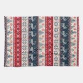 クリスマスホリデーフェイクニットパターンノルディックテーマ キッチンタオル (横)