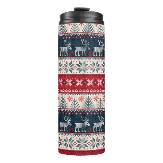 クリスマスホリデーフェイクニットパターンノルディックテーマ タンブラー (正面)