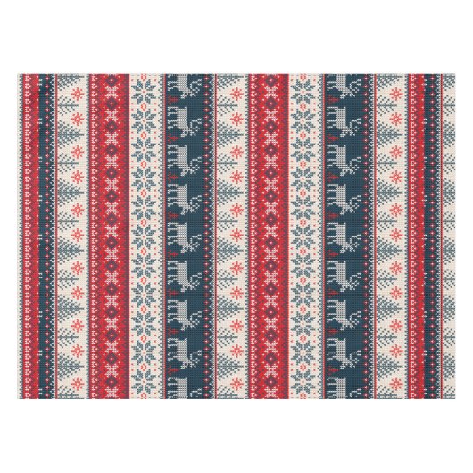 クリスマスホリデーフェイクニットパターンノルディックテーマ テーブルクロス (正面(横))