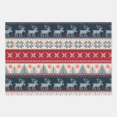 クリスマスホリデーフェイクニットパターンノルディックテーマ ラッピングペーパーシート (正面)