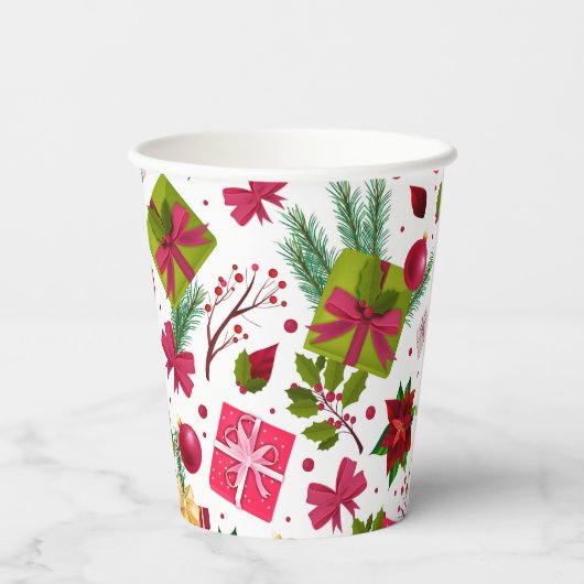 クリスマスホリデーフェスティバルギフトフローラ冬 紙コップ (裏面)