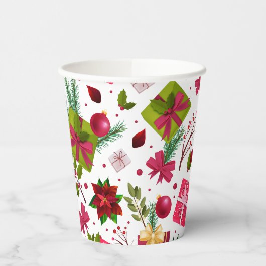 クリスマスホリデーフェスティバルギフトフローラ冬 紙コップ (左)
