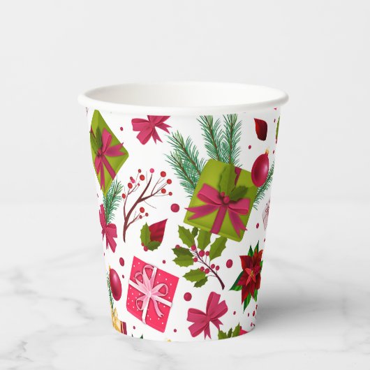 クリスマスホリデーフェスティバルギフトフローラ冬 紙コップ (正面)