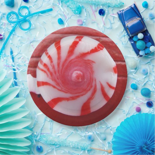 クリスマスホリデーフェスティバルペパーミントの渦巻きキャンディ ペーパープレート (パーティー)