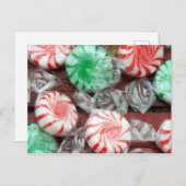 クリスマスホリデーフェスティバルペパーミント懸命キャンディ シーズンポストカード (正面/裏面)