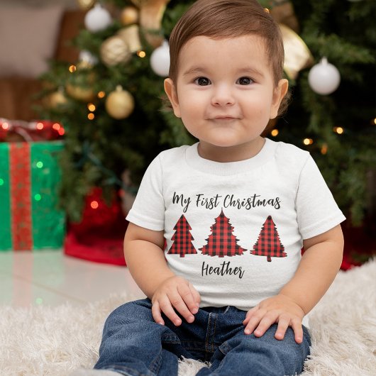 クリスマスホリデーフェスティバルマイファーストバッファローチェック ベビーボディスーツ