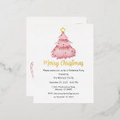 クリスマスホリデーフォイル葉書、クリスマス招待状 箔シーズンポストカード (正面/裏面)