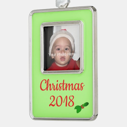 クリスマスホリデーフォトオーナメント シルバープレートフレームオーナメント (左)