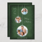 クリスマスホリデーフォトカードグリーンオーナメント シーズンカード (正面/裏面)