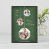クリスマスホリデーフォトカードグリーンオーナメント シーズンカード (スタンド正面)