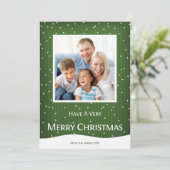 クリスマスホリデーフォトカードグリーンストライプ シーズンカード (スタンド正面)