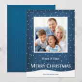 クリスマスホリデーフォトカードブルーストライプ シーズンカード (正面/裏面)