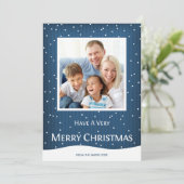クリスマスホリデーフォトカードブルーストライプ シーズンカード (スタンド正面)