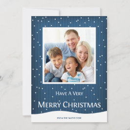 クリスマスホリデーフォトカードブルーストライプ シーズンカード
