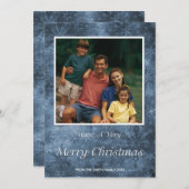 クリスマスホリデーフォトカードブルースノーフレーク シーズンカード (正面/裏面)