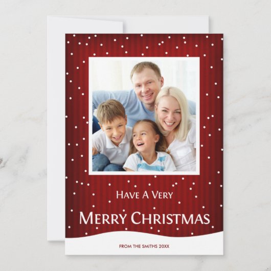 クリスマスホリデーフォトカードレッドストライプ シーズンカード (正面)