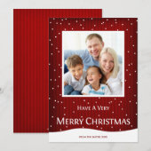 クリスマスホリデーフォトカードレッドストライプ シーズンカード (正面/裏面)