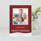 クリスマスホリデーフォトカードレッドストライプ シーズンカード (スタンド正面)