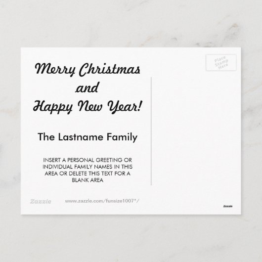 クリスマスホリデーフォトカード(雪片付き) シーズンポストカード (裏面)