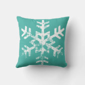 クリスマスホリデーフォトスノーフレークティール（緑がかった色） クッション (裏面)