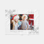 クリスマスホリデーフォトスノーフレークホワイト フリースブランケット (正面(横))