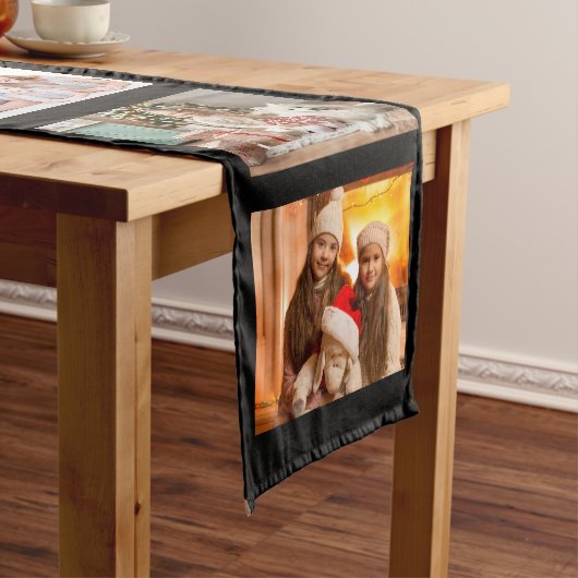 クリスマスホリデーフォトホームデコールキープサケブラック ミディアムテーブルランナー (インサイチュ)