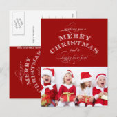 クリスマスホリデーフォトポストカードレッド シーズンポストカード (正面/裏面)