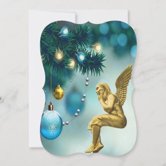クリスマスホリデーフラットグリーティングカードエンジェル カード (正面)