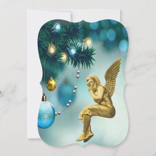 クリスマスホリデーフラットグリーティングカードエンジェル カード (裏面)