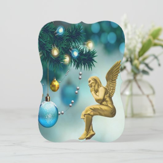 クリスマスホリデーフラットグリーティングカードエンジェル カード (スタンド正面)