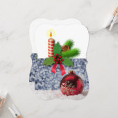 クリスマスホリデーフラットグリーティングカードキャンドル カード (正面/裏面インサイチュ)