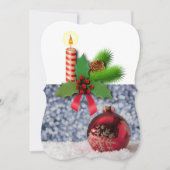 クリスマスホリデーフラットグリーティングカードキャンドル カード (正面)