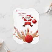 クリスマスホリデーフラットグリーティングカードサンタボーリング カード (正面/裏面インサイチュ)