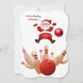 クリスマスホリデーフラットグリーティングカードサンタボーリング カード (正面)