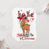 クリスマスホリデーフラットグリーティングカードトナカイ カード (正面/裏面インサイチュ)