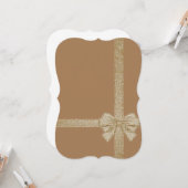 クリスマスホリデーフラットグリーティングカードベージュボウ カード (正面/裏面インサイチュ)