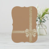 クリスマスホリデーフラットグリーティングカードベージュボウ カード (スタンド正面)