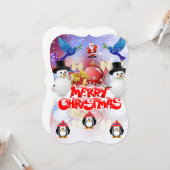クリスマスホリデーフラットグリーティングカードペンギン カード (正面/裏面インサイチュ)