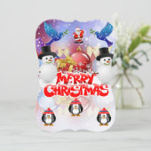 クリスマスホリデーフラットグリーティングカードペンギン カード (スタンド正面)