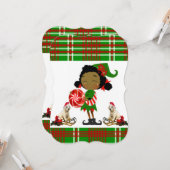 クリスマスホリデーフラットグリーティングカード、アフリカ小妖精や小人 カード (正面/裏面インサイチュ)