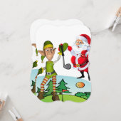 クリスマスホリデーフラットグリーティングカード，サンタゴルフ カード (正面/裏面インサイチュ)