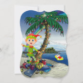 クリスマスホリデーフラットグリーティングカード、ビーチサンタ カード (裏面)
