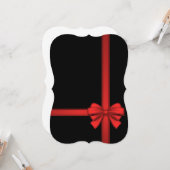 クリスマスホリデーフラットグリーティングカード、レッドボウ カード (正面/裏面インサイチュ)