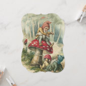 クリスマスホリデーフラットグリーティングカード、ヴィンテージ小妖精や小人 カード (正面/裏面インサイチュ)