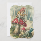 クリスマスホリデーフラットグリーティングカード、ヴィンテージ小妖精や小人 カード (裏面)